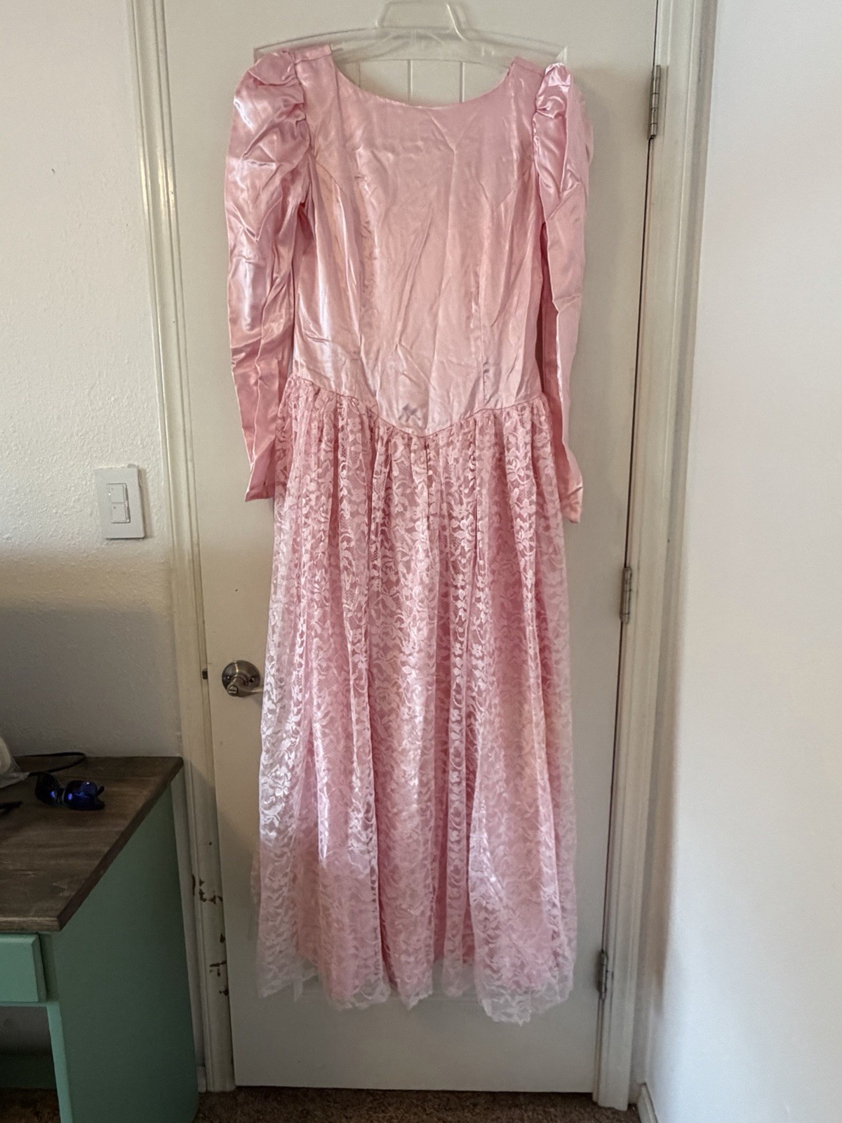 Vintage Hand Made Prom Dress Women’s Approx 57”long Pink 70’s Era