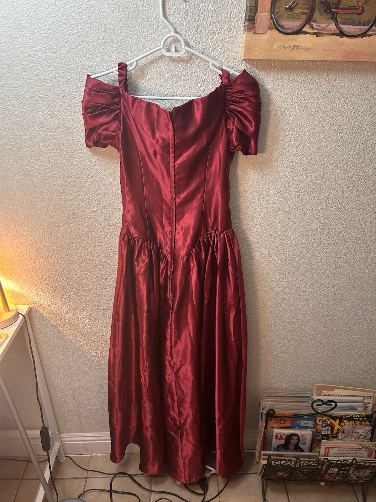 Vintage 90s Jordan Burgundy Satin Prom Dress Made USA Size 5/6 Formal Evening