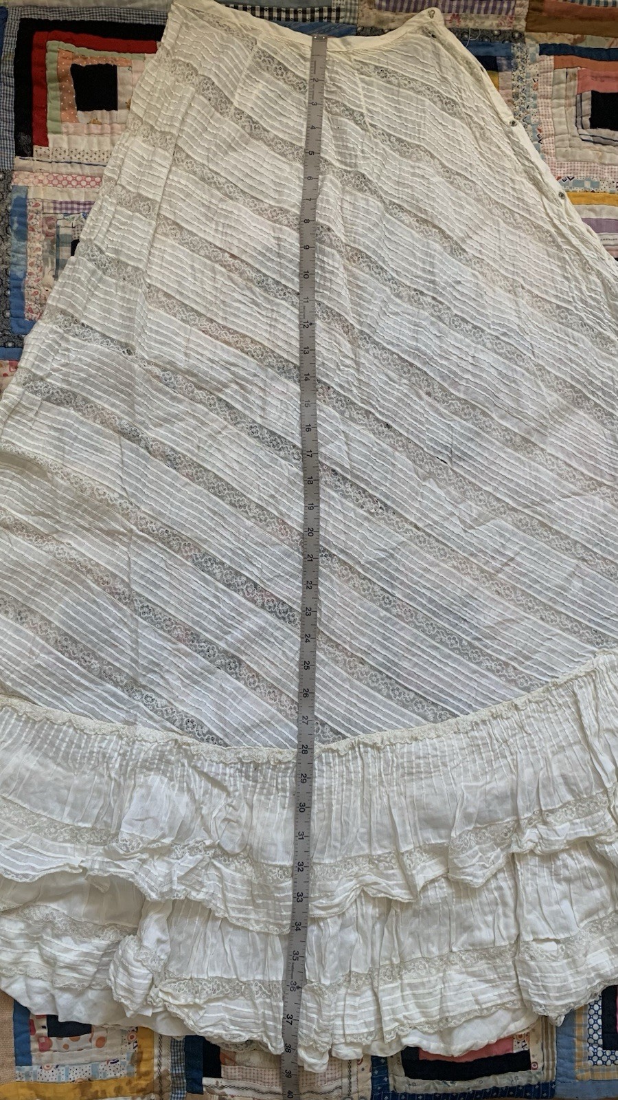 As Is Absolutely Stunning Antique Edwardian Asymmetrical Lace Prairie Skirt