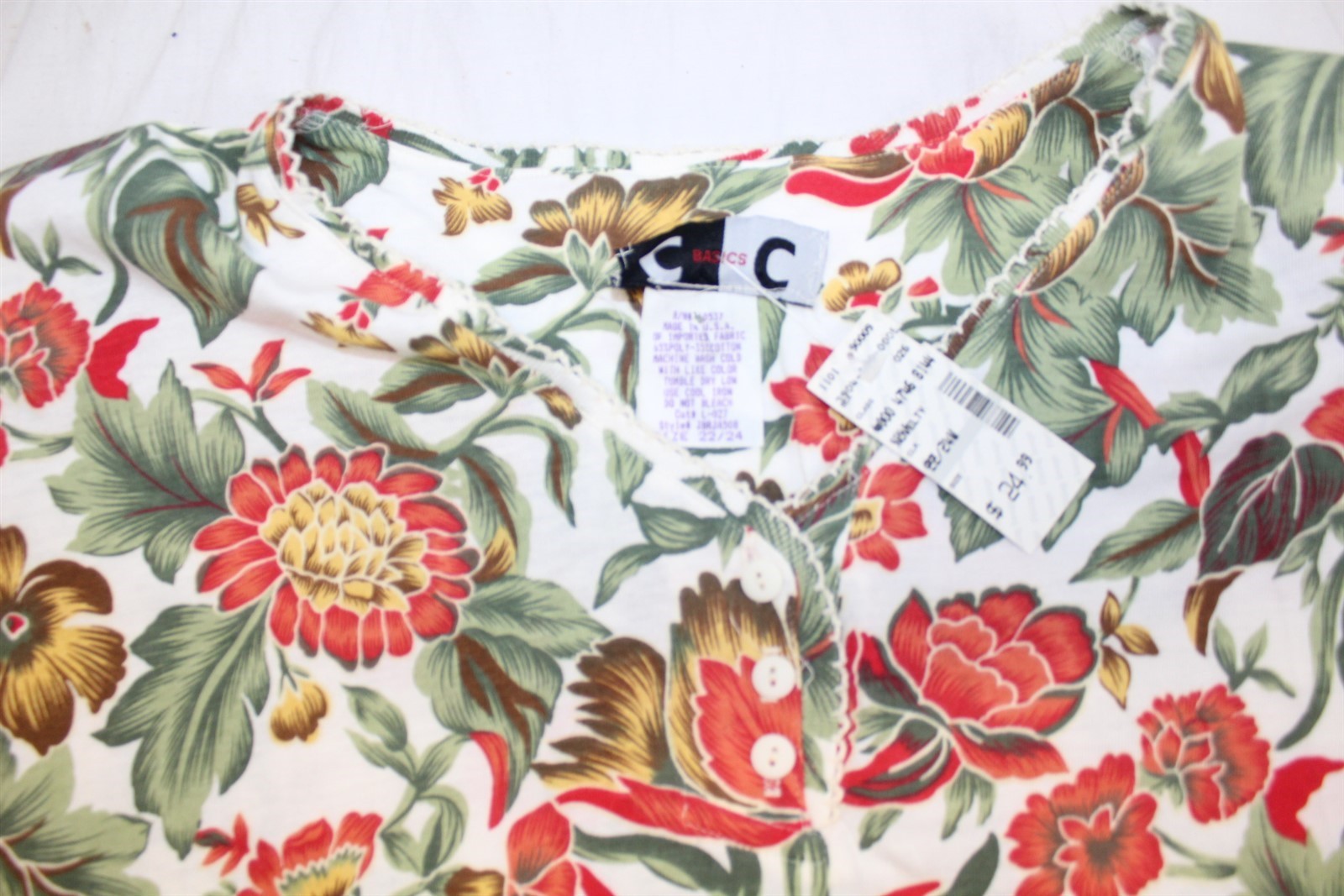 Blouse Padded Shoulders Bright Multi-Color Floral Retro Size 22/24 Women&rsquo;s