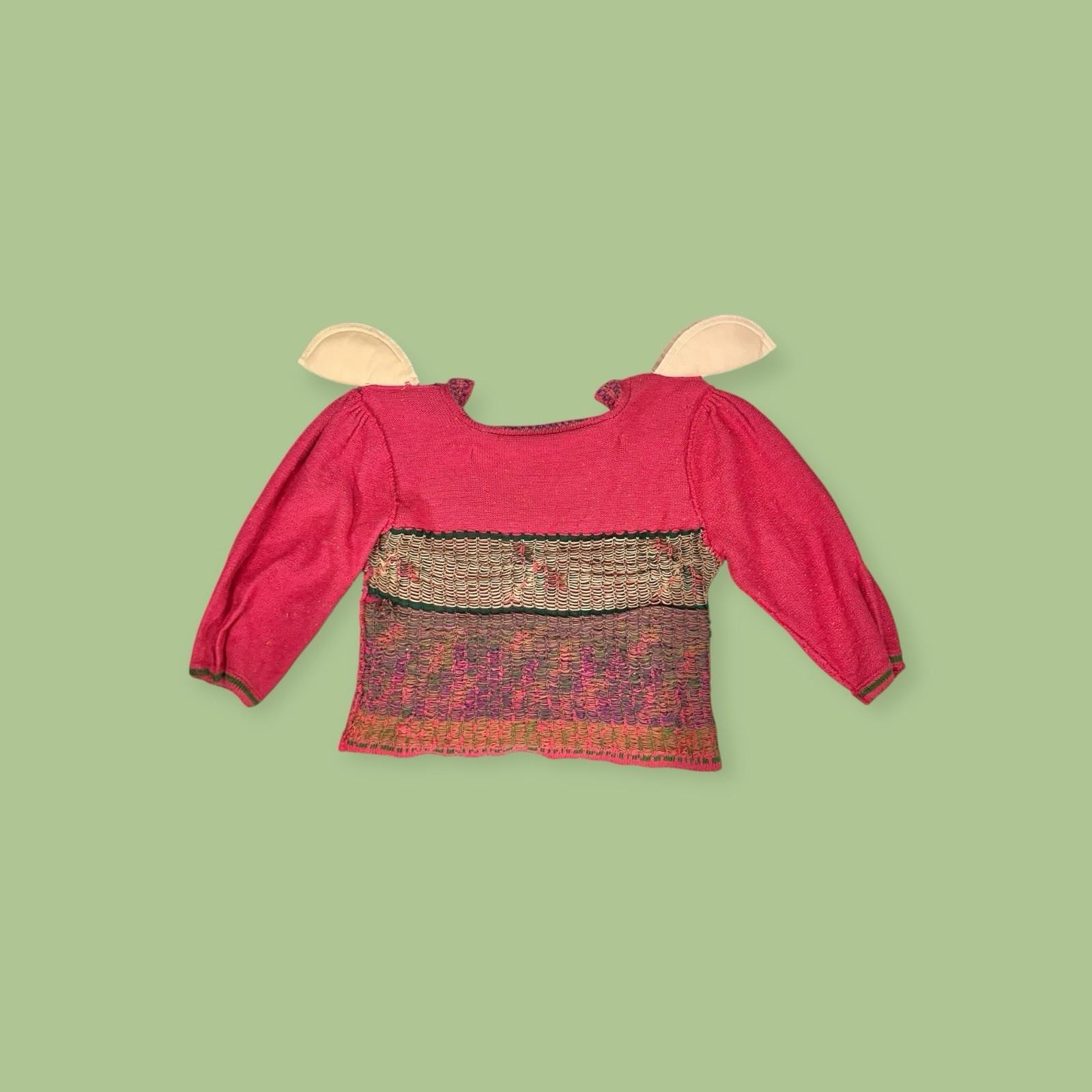 VTG 1990s COTTON DRAGONFLY WHIMSICAL CROPPED SWEATER Y2K FAIRY CORE BOHO PRAIRIE