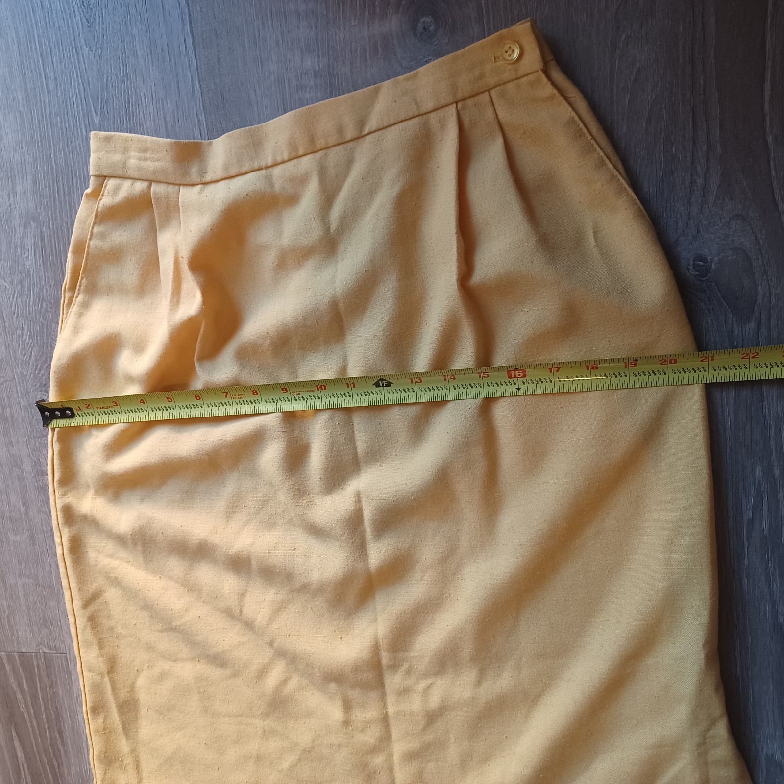 Vtg Joyce Sportswear Yellow Pencil Straight Skirt Pleats Sz 13/14 Made in USA