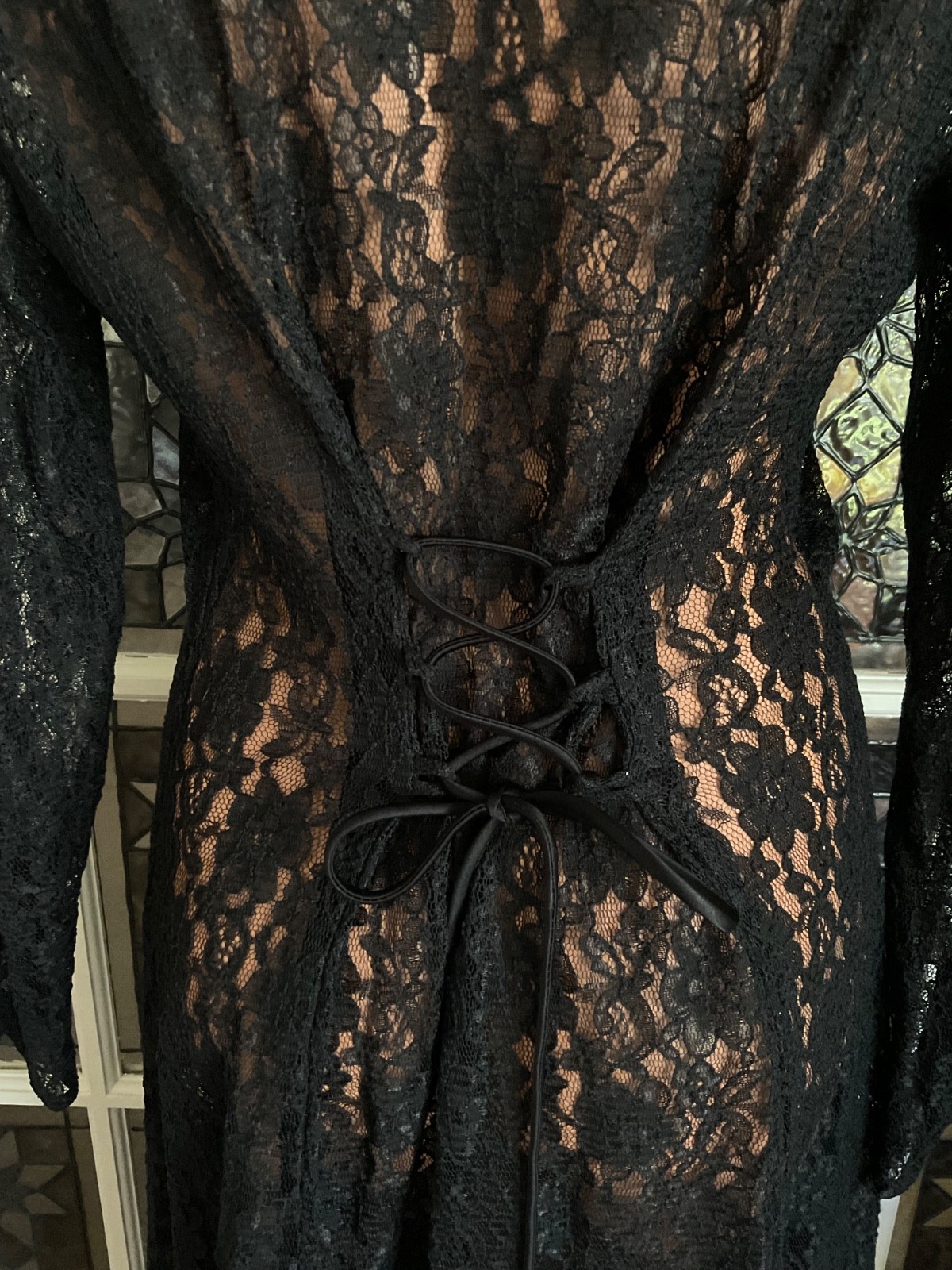 Vtg. Stella Lace Maxi Dress Boho Cottagecore Fairycore whimsical goth witchy