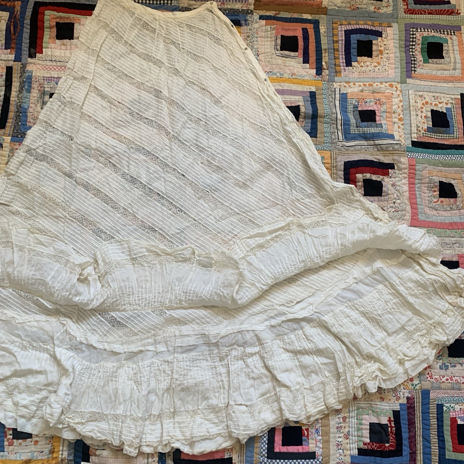 As Is Absolutely Stunning Antique Edwardian Asymmetrical Lace Prairie Skirt