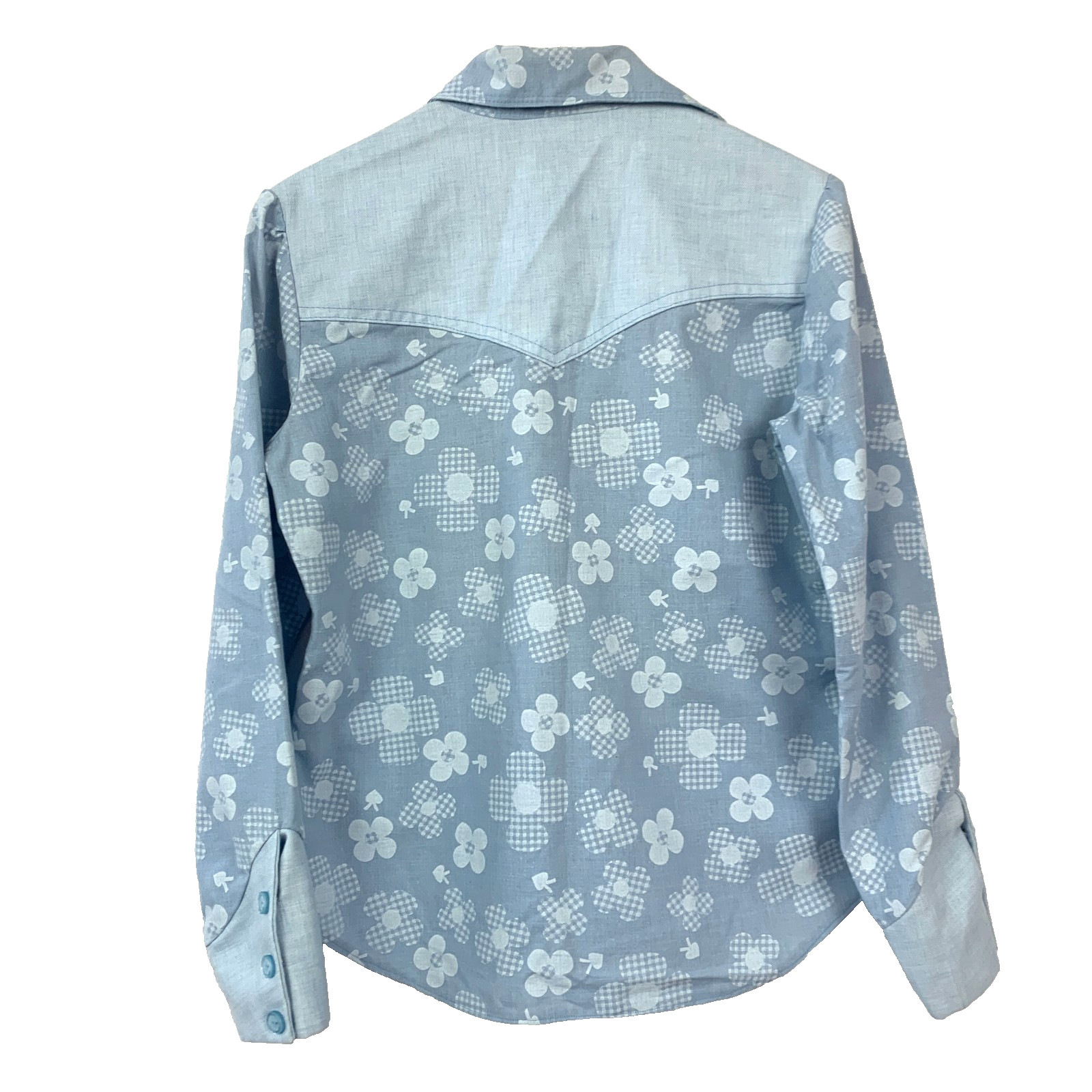 Vintage Handmade Mod Floral Western Long Sleeve Button Up Shirt Chest 37.5&Prime;