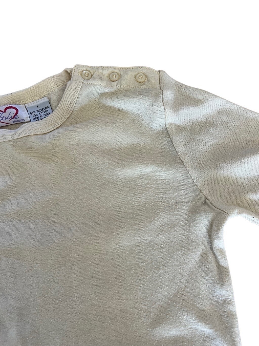 Vintage 80s Basic Long Sleeve Shirt Top Pale Yellow Jolie Intimates S