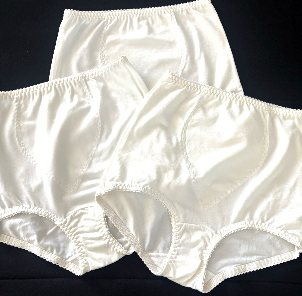 NEW VTG &rsquo;90s Satiny Panties Hanes Her Way 3 LOT Sz L Nylon Spandex RN63944 NOS