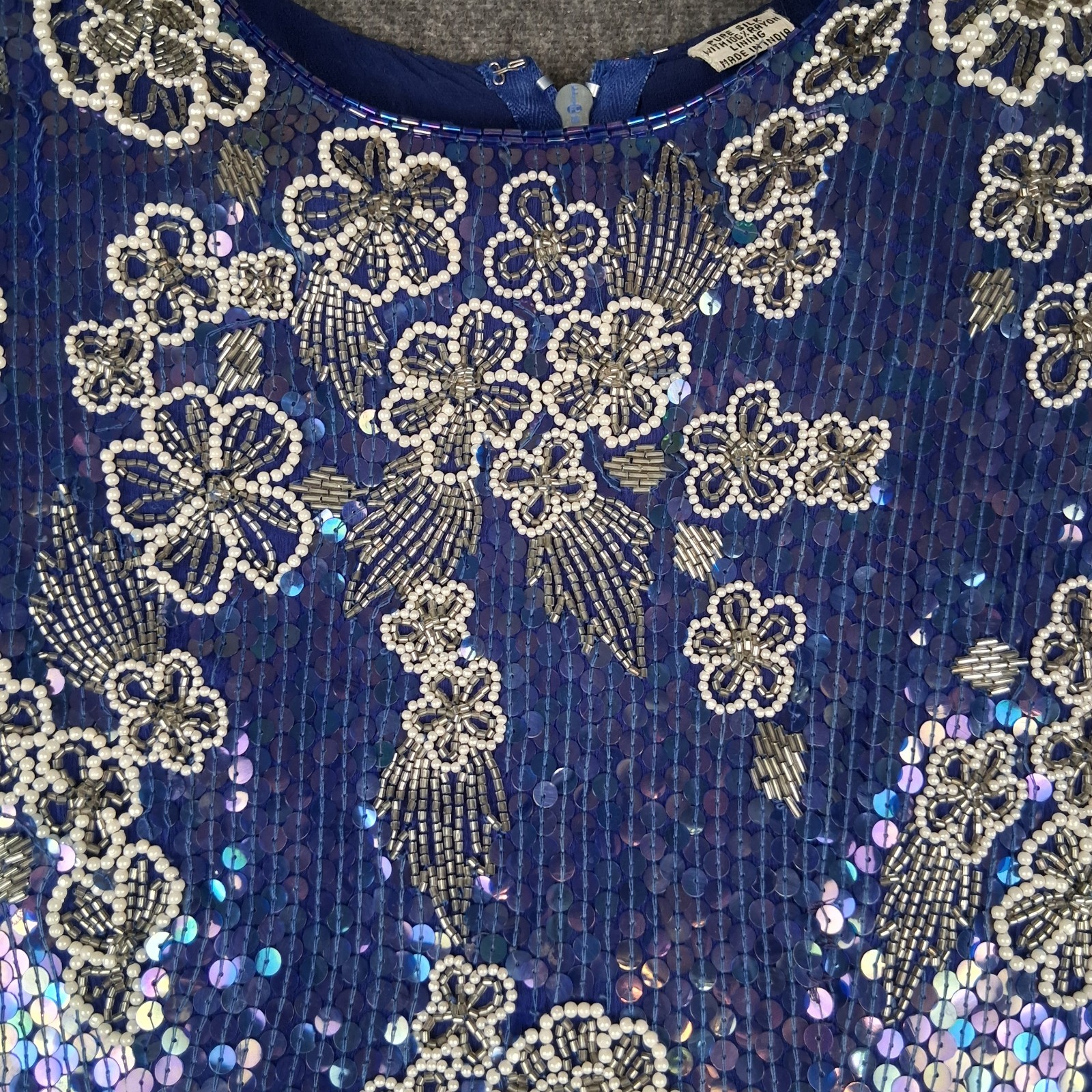 VTG Gatsby Flapper Evening Top Skirt Set Sequin 100% Silk Sz M Elegant India