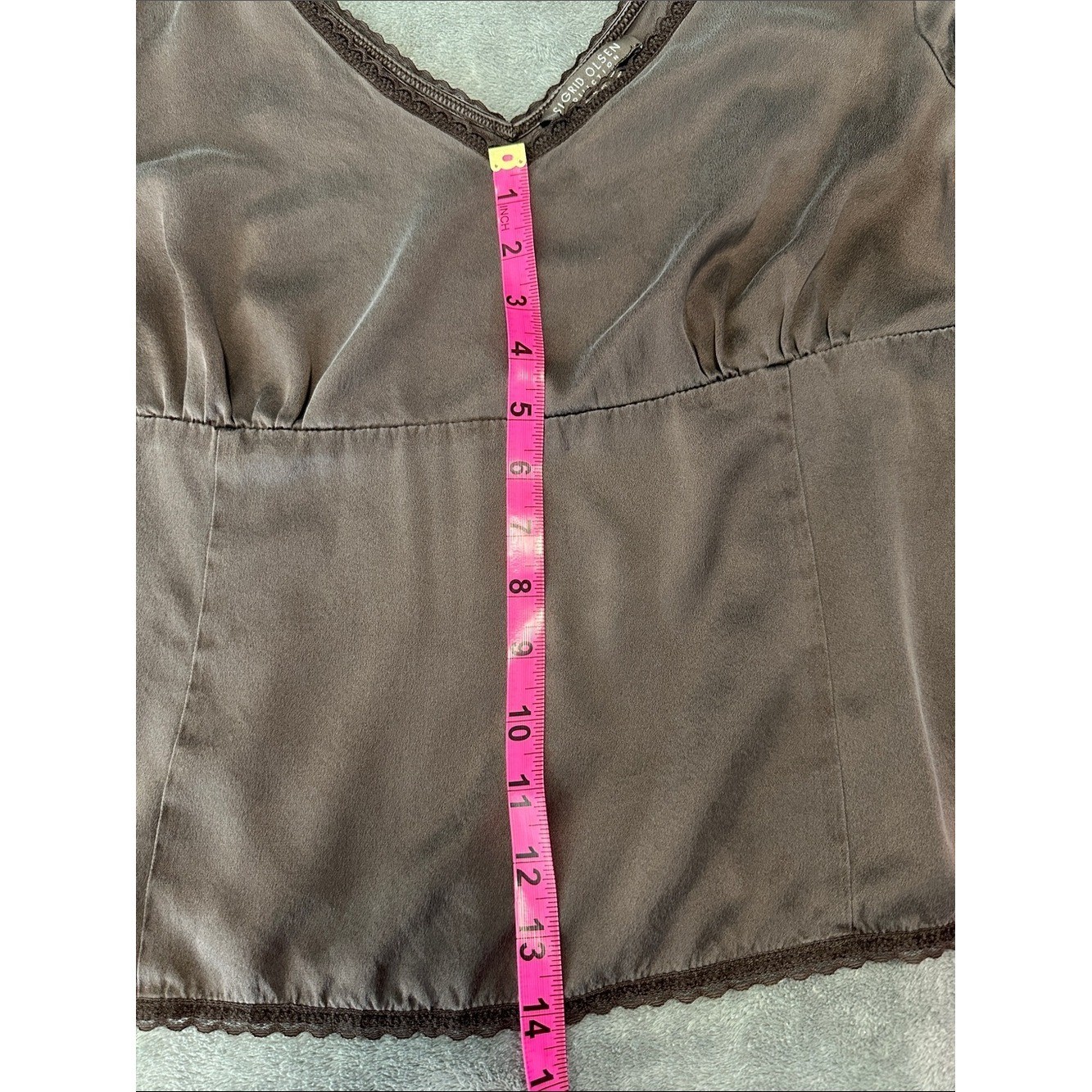 Sigrid Olsen Y2K VTG Fairycore Whimsigoth Brown V-Neck Short Sleeve Blouse Sz10P