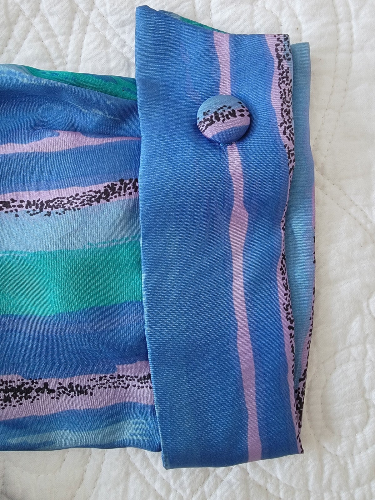 Unworn 1950s Vintage Julie Miller SILK Shirtwaist DRESS Vivid BLUES XS-S