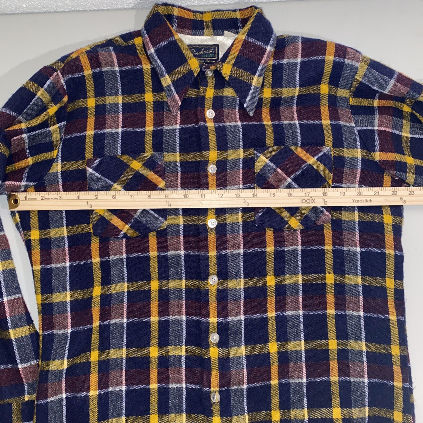 Vintage 1970s Plaid M/L Pinehurst plaid Retro camping bonfire Flannel Shirt A3