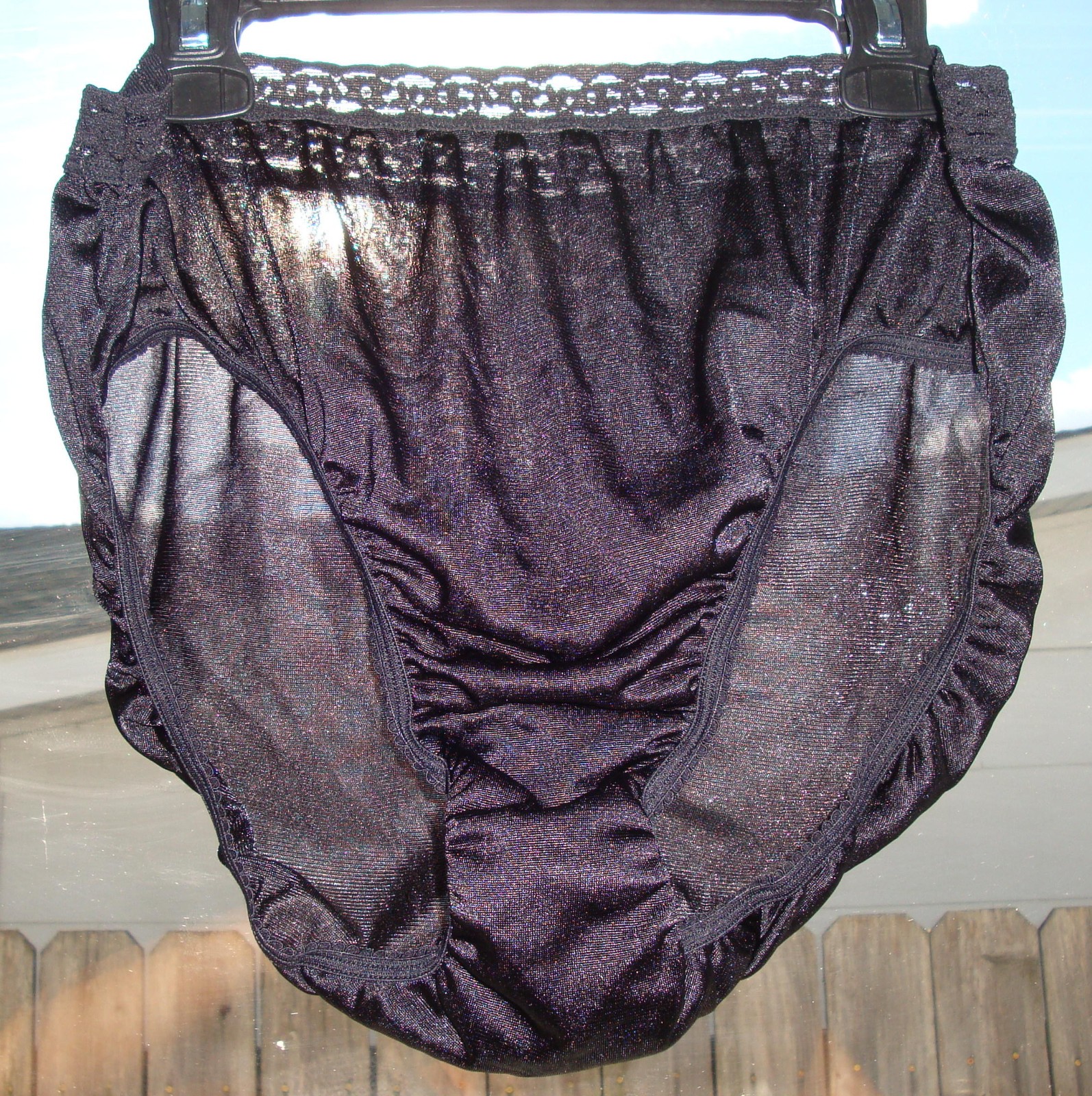 Warner&rsquo;s 8 XL Black 100% Nylon & Lace Panty Vintage #5695K Silky Smooth