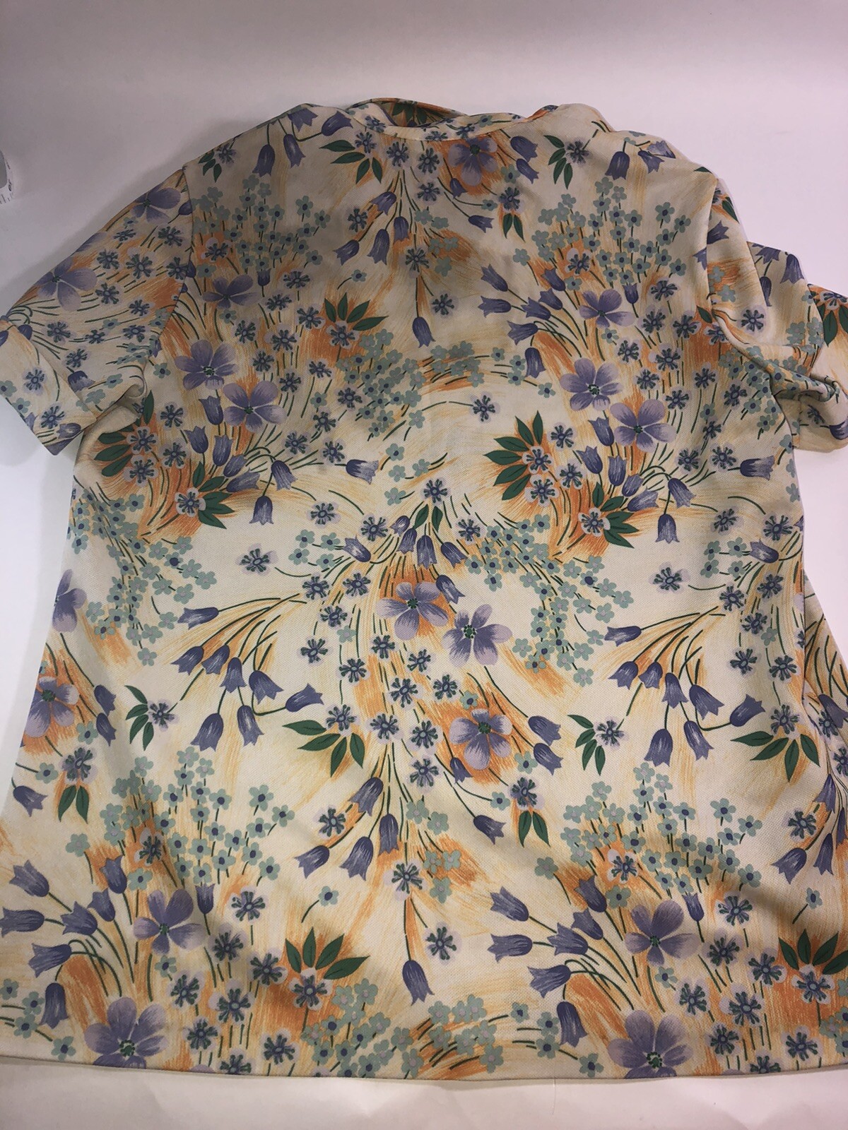 Smartique Size 40 (m-l) Polyester Floral Top Collar Yellow Button Up Vintage