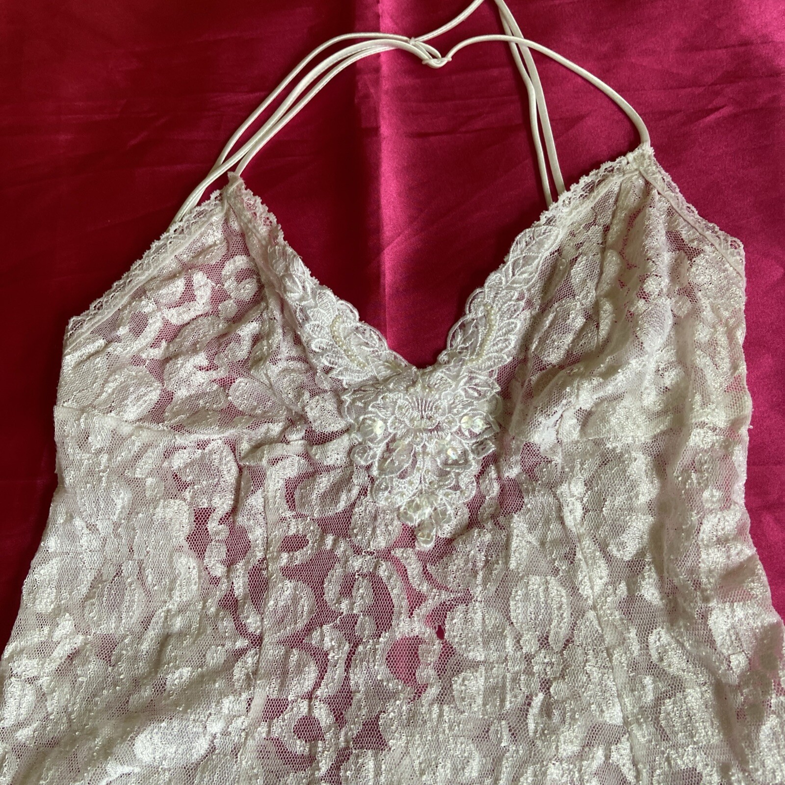Vintage Intimate Attitudes Sz. 2X Polyester Blend Sheer Lace Baby Doll Nightgown