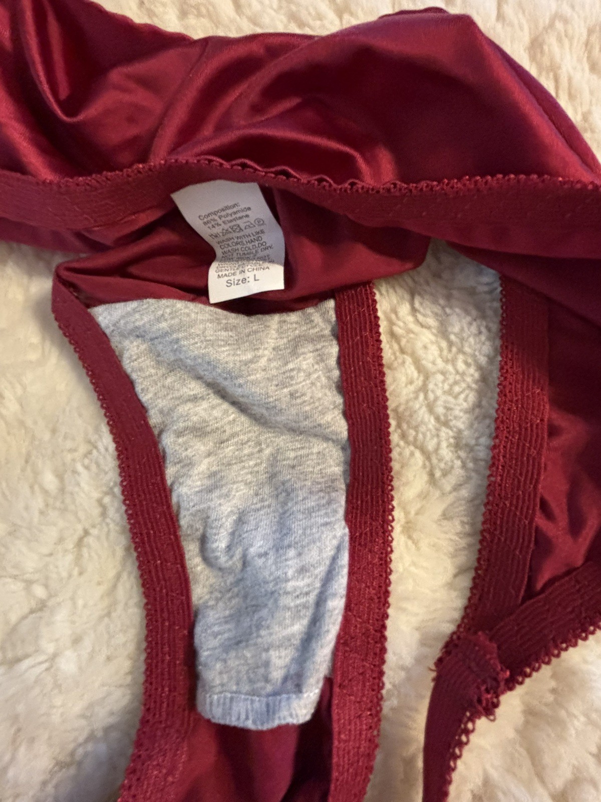 VTG red Satin String Bikini Panties Size 7/L