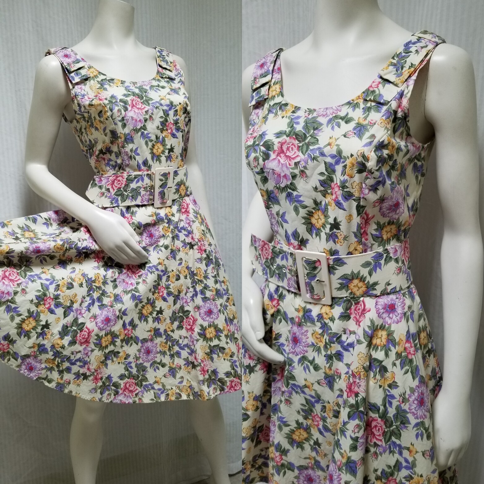 Vintage 1980/90&rsquo;s JONI BLAIR Floral Fit n Flare Dress w/ Crinoline – Size M