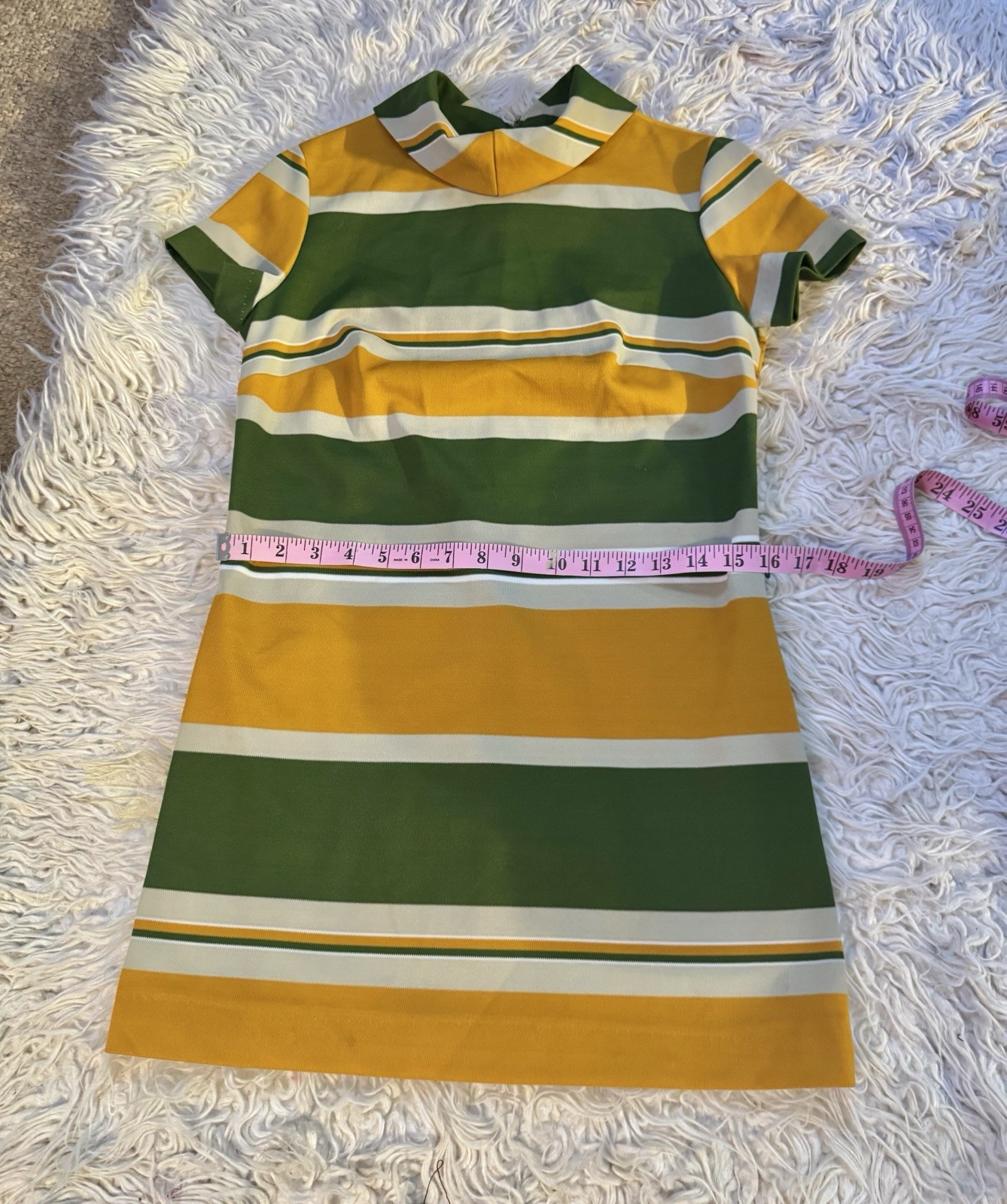 Vtg Micro Mini Toni Todd Hi Neck Stripe Colorblock 60s Dress Polyester XS S Mod