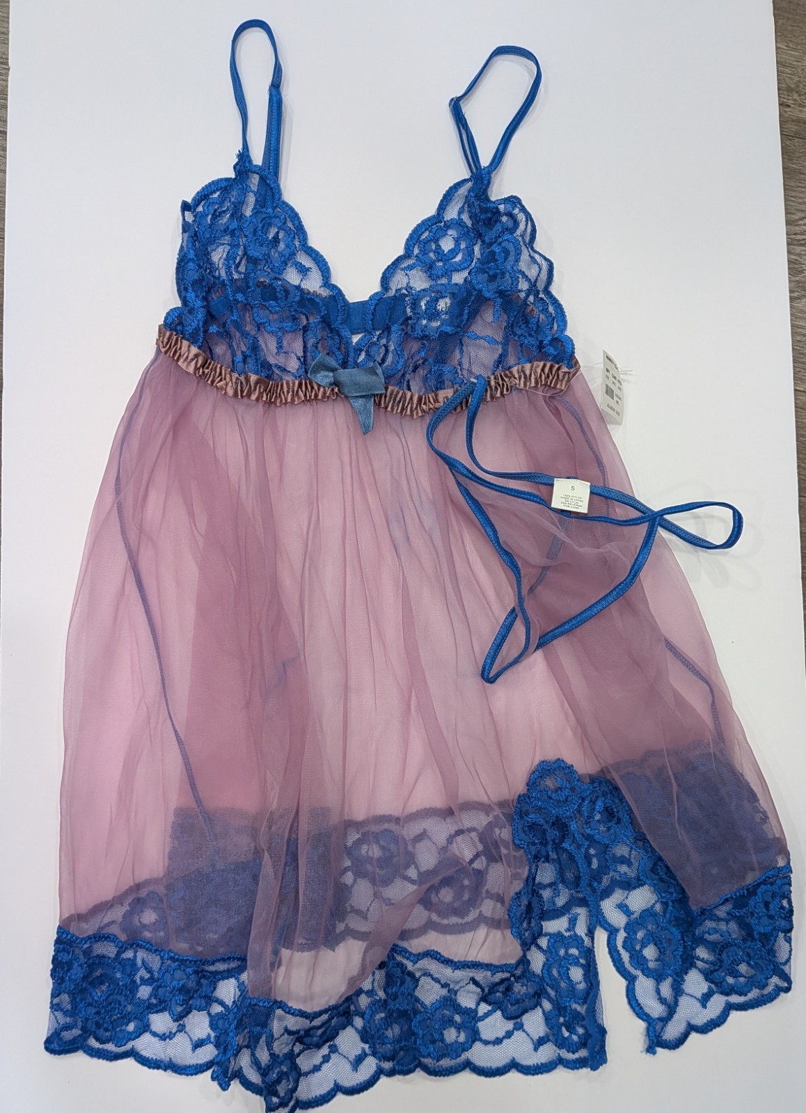 NWT Frederick&rsquo;s of Hollywood Y2K Top Blue Lace Teddy Small Lingerie Alluring Blu
