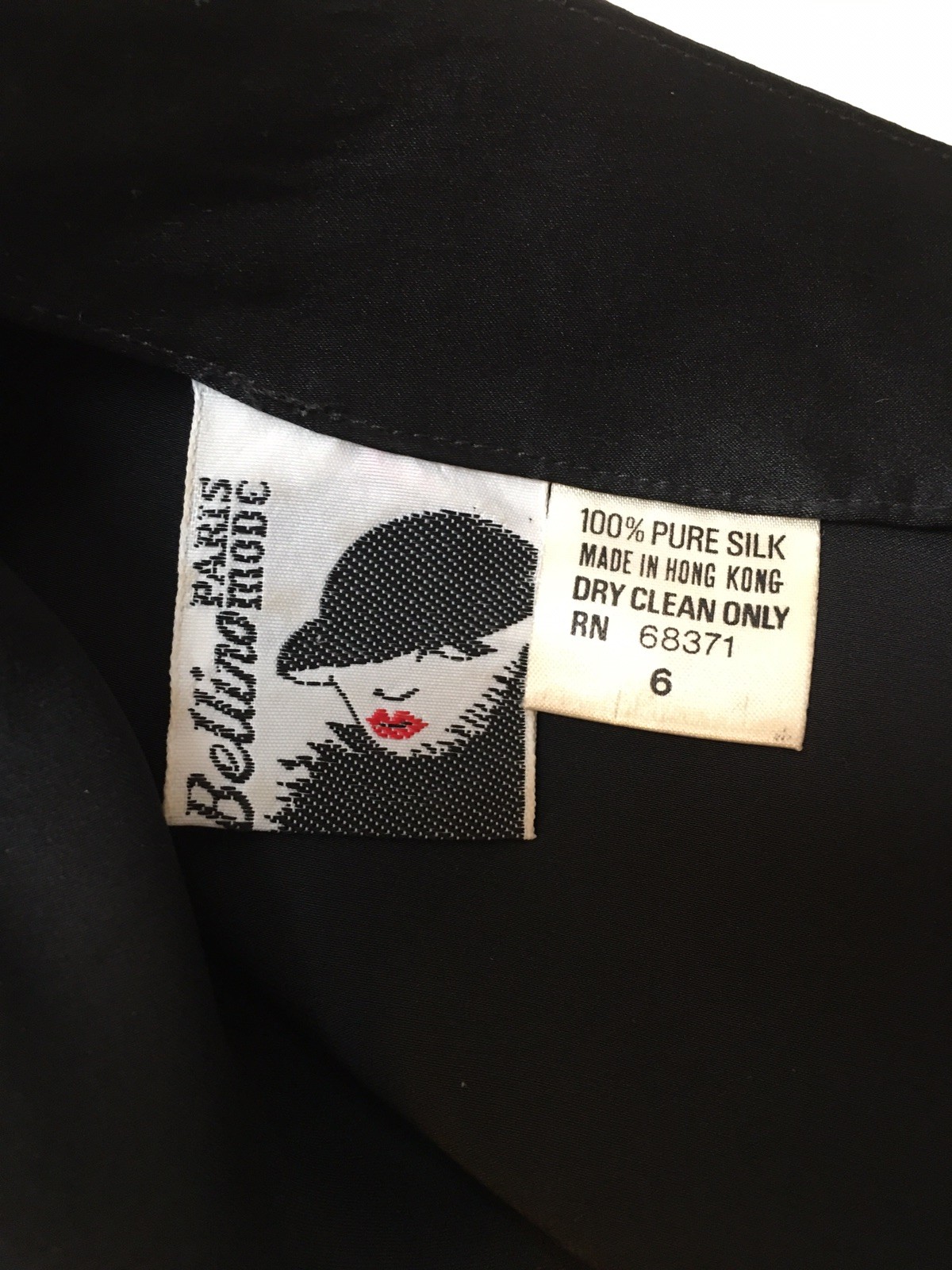 Bellino Paris Mode vtg 80s silk peplum top beaded v-neck black s party cocktails