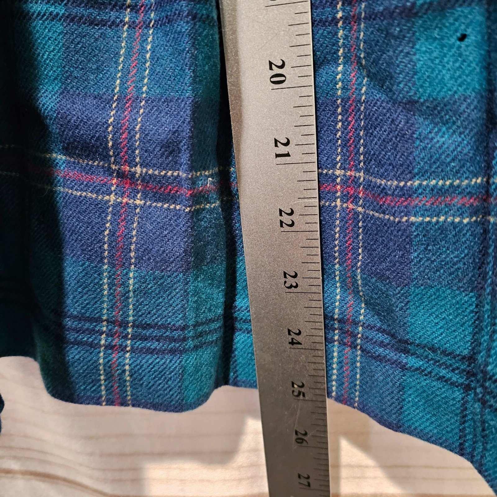 Pendleton Vintage 80s Skirt Womens Small 100% Virgin Wool Blue Plaid A-Line