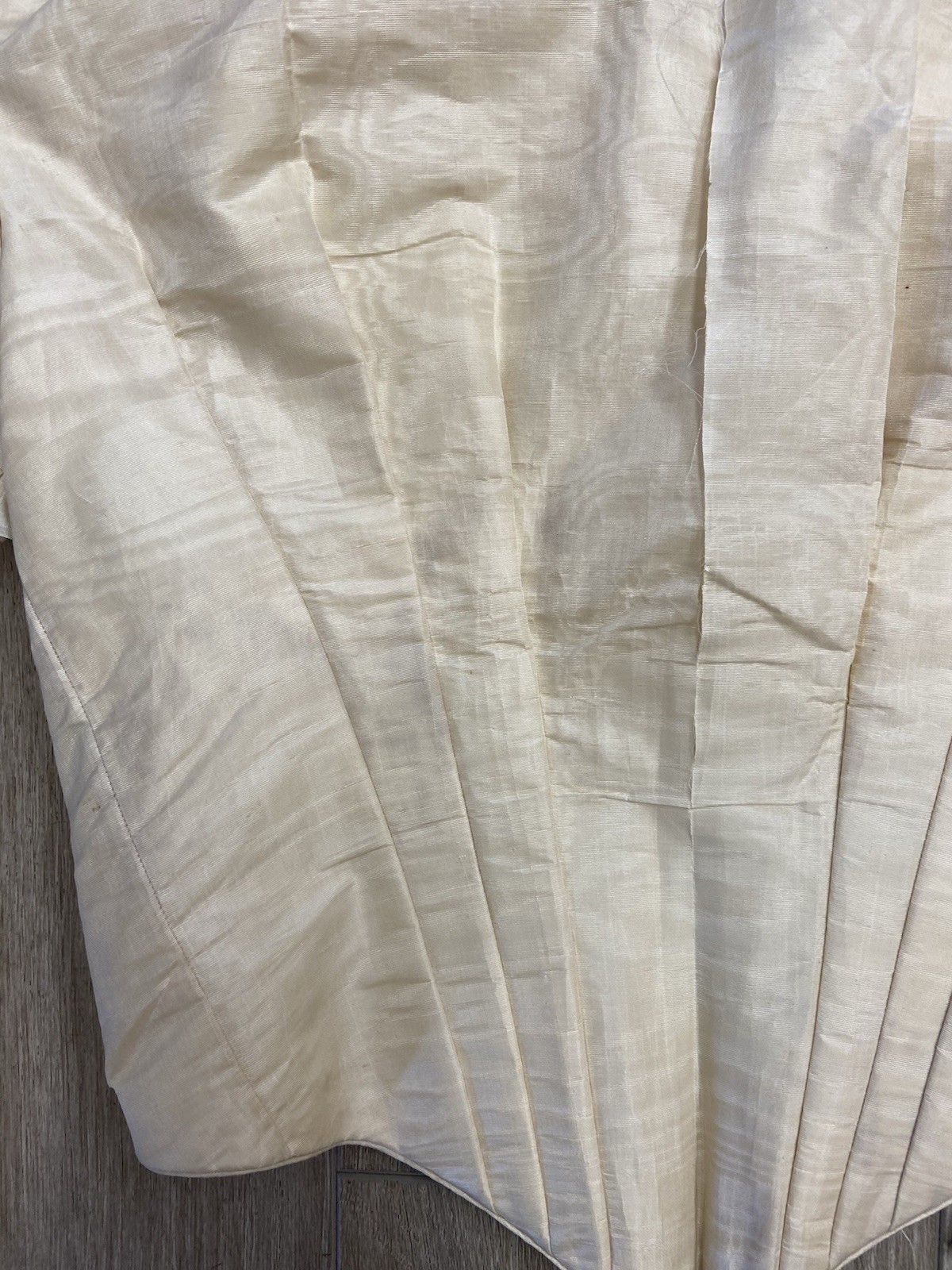 Antique Victorian Ivory Colored Silk Moire Lace Up Back Pointed Bodice AS IS