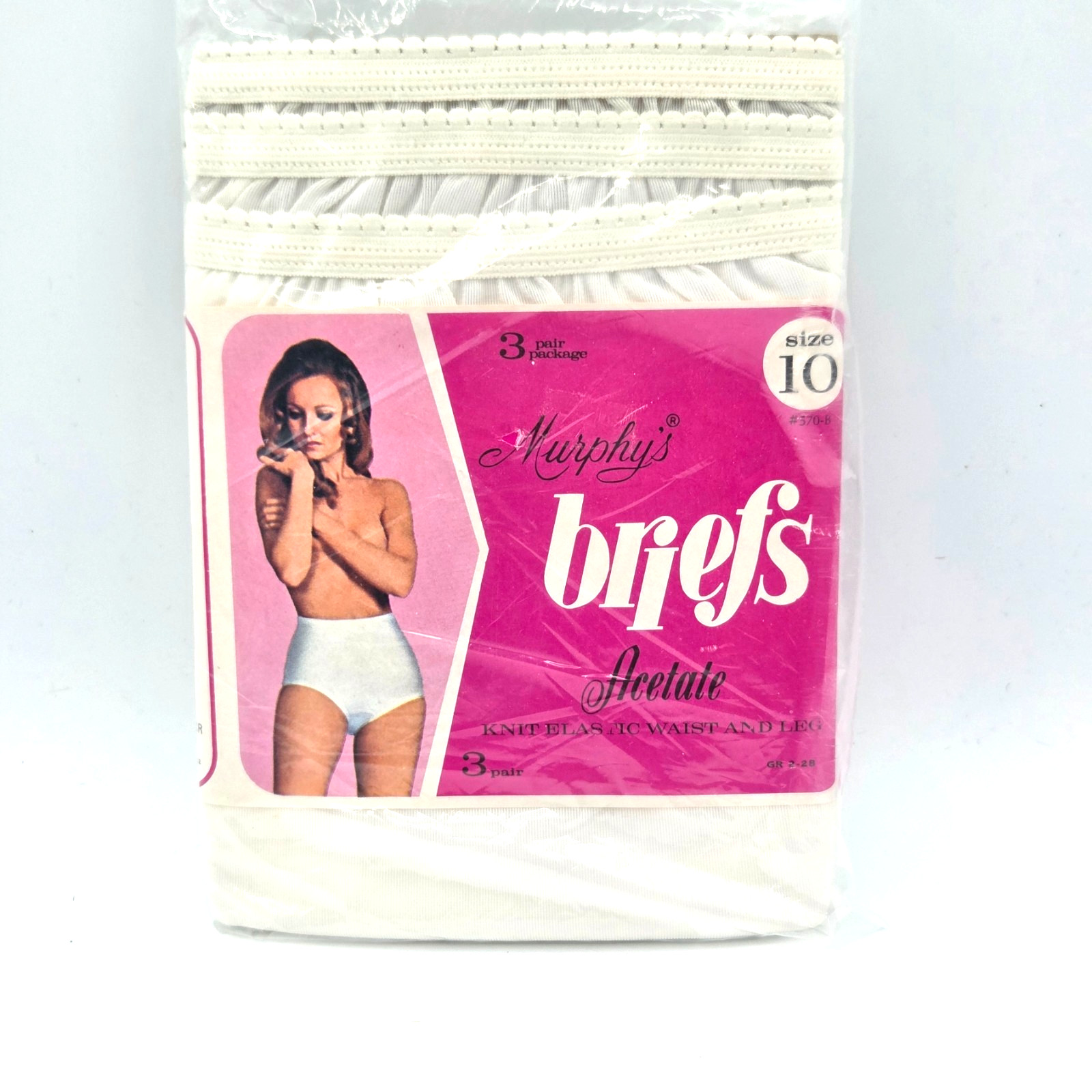 VINTAGE Women&rsquo;s MURPHY&rsquo;S Acetate Granny Panties Pure White Size 10 Hips 44 NEW