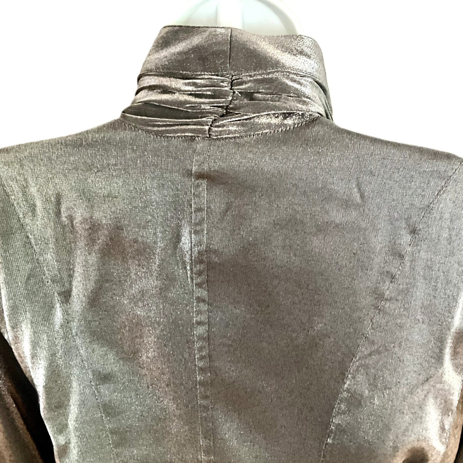 Clasen Vintage Silver Metallic Shimmer Blouse Drapped Collar IT38 Italy