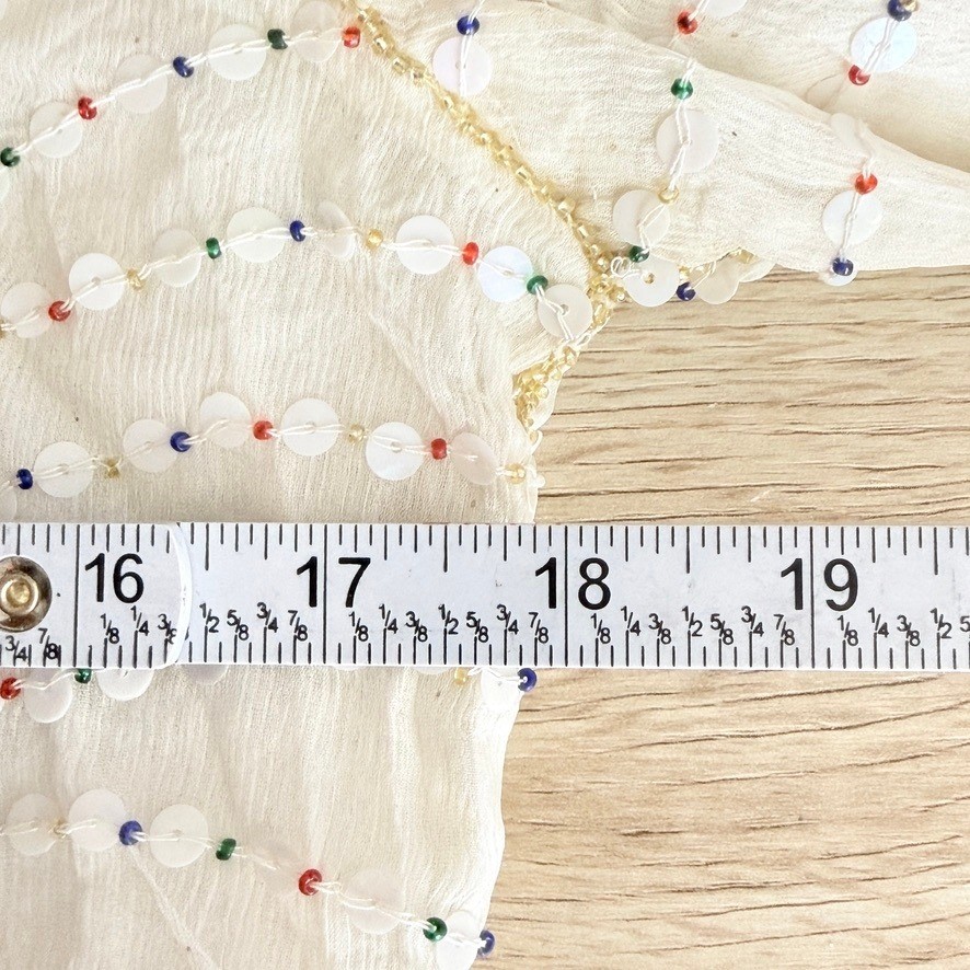 Vintage New Silk Beaded Sequin Blouse Cream Art Deco Top M NOS India Fairy Boho