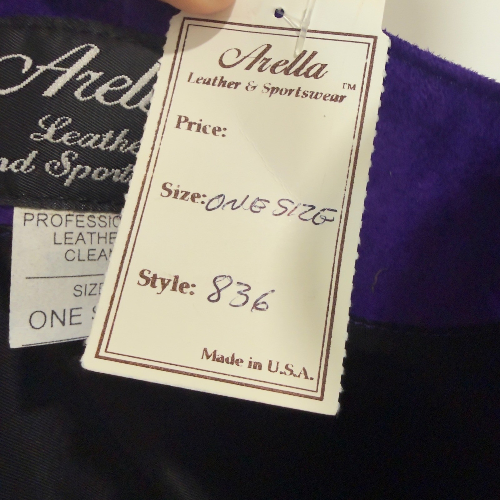 Arella Leather Purple Suede Cape One Size Made in USA NWT Vintage Style 836
