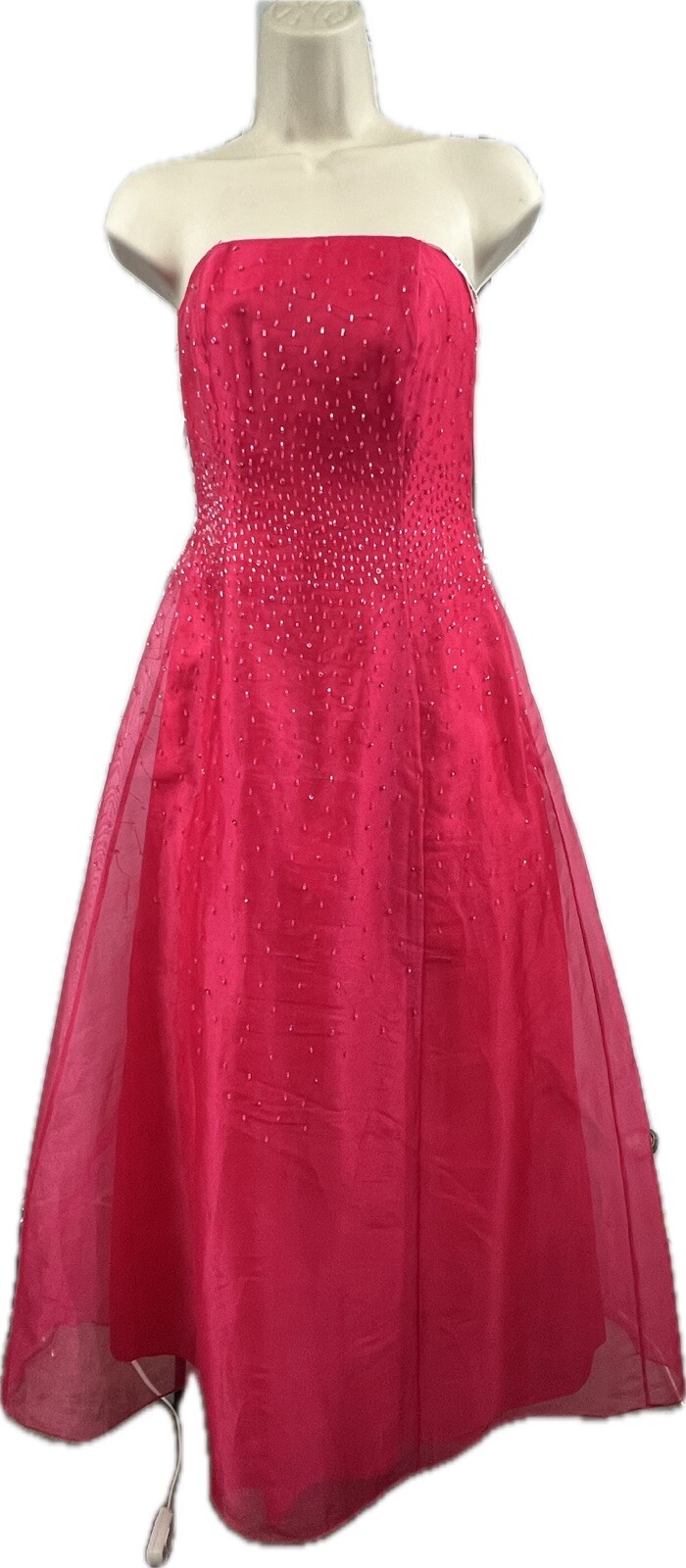 Vintage 90&rsquo;s Y2K Sequin Strapless 5/6 Pink Tulle Prom Homecoming Dress Ball Gown