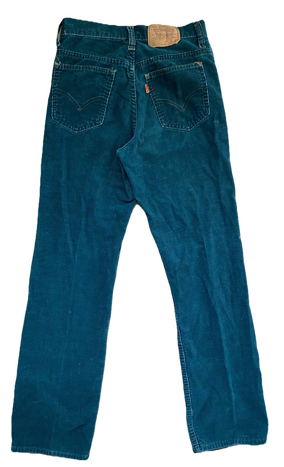 Levi&rsquo;s Teal/Green Orange Tab Corduroy Straight Leg W26 L30 Student 716-1599