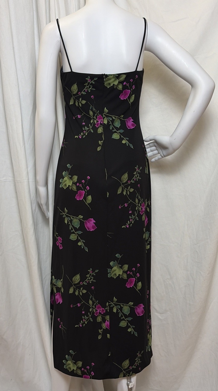 Vtg 90s Adrianna Rachel Kaye Vamp Goth Punk Dark Floral Jewel Slip Dress SZ 4P
