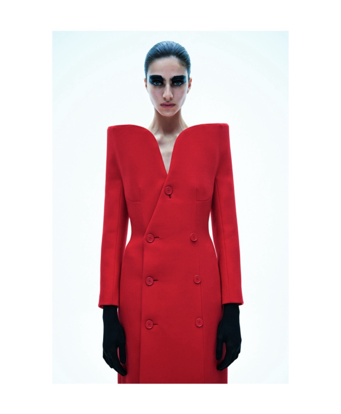 Runway Celebrity High Collar Red Long Coat Jacket M US6-8