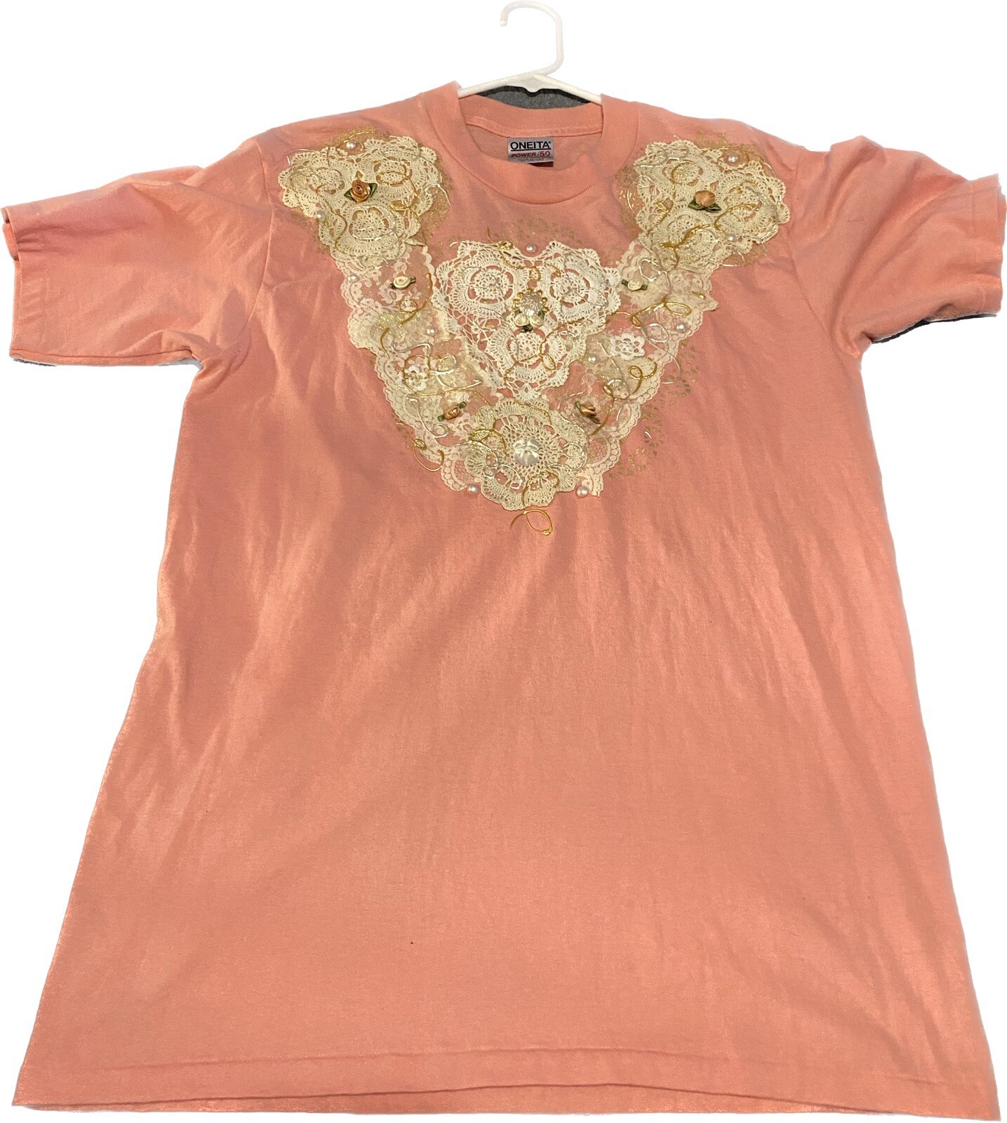 Abosolutely Gorgeous Handmade Victorian Peach Blouse on a Quality Oneita