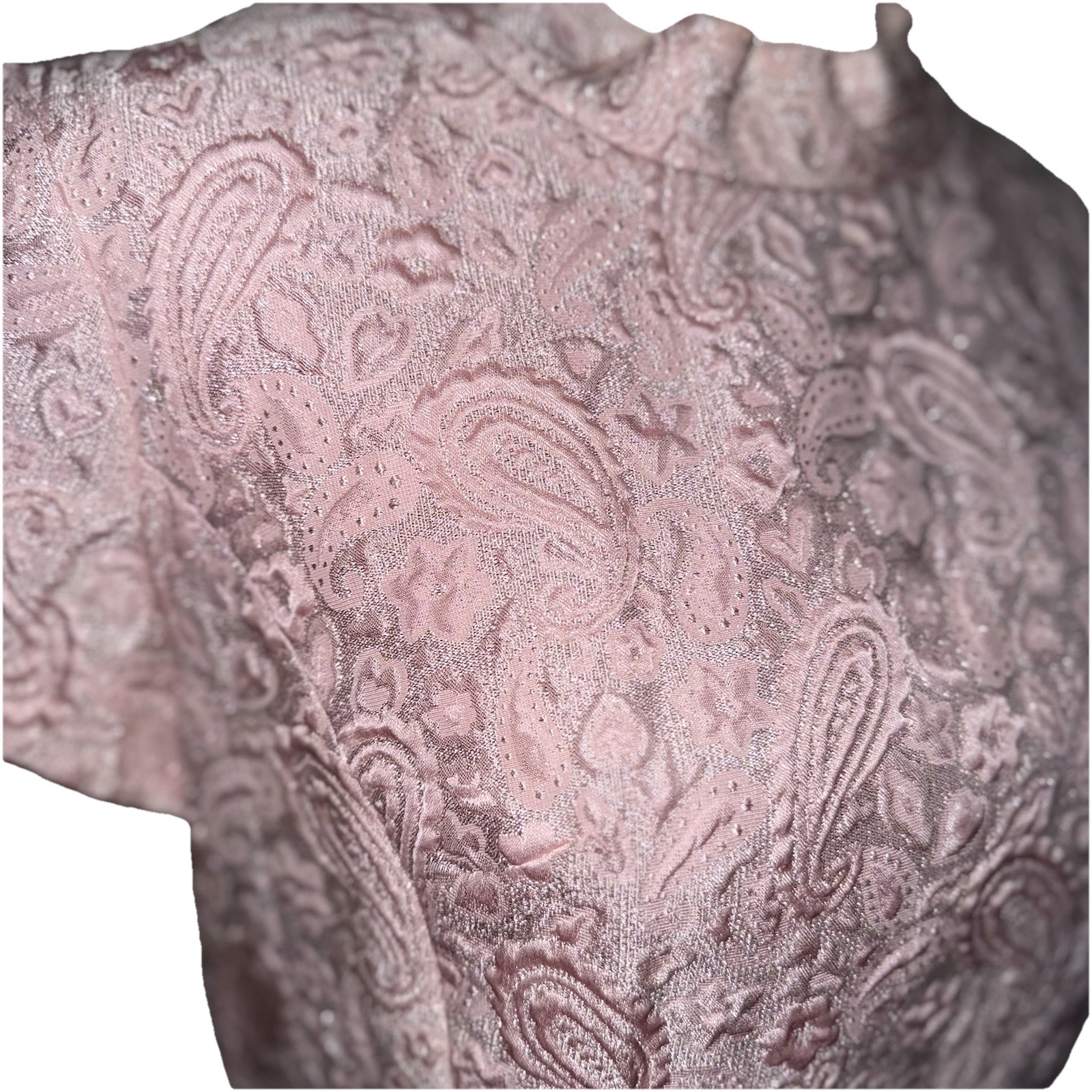 Vtg Party Dress 60s Paisley Pink & Silver Brocade Mod Cocktail Harmay S 6 36