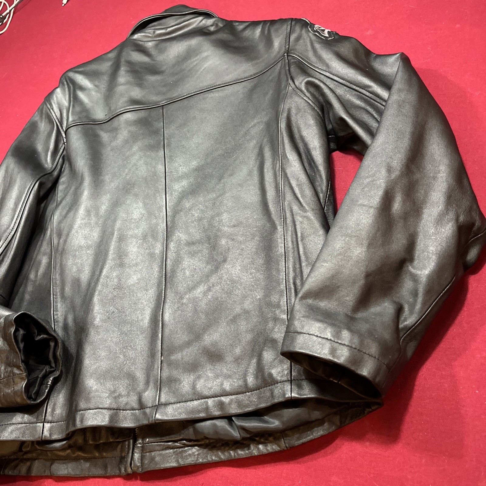 Luis Alvear Black Leather Jacket Zip Up Moto Biker Butterfly Arm Patch Women’s S