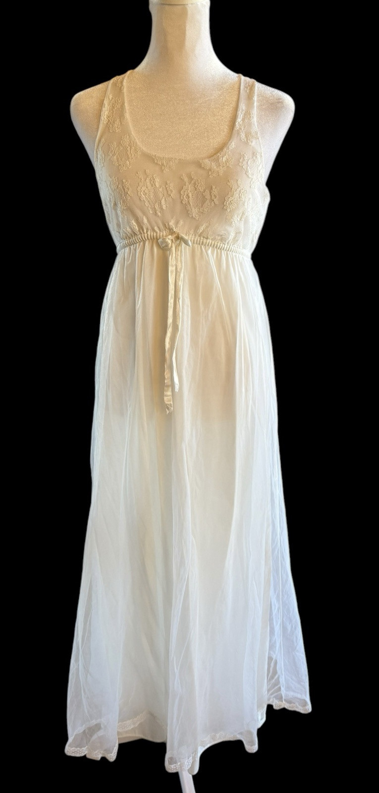 Miss Elaine Vintage Long Nylon & Lace Trim White Layers Nightgown Bridal Small?
