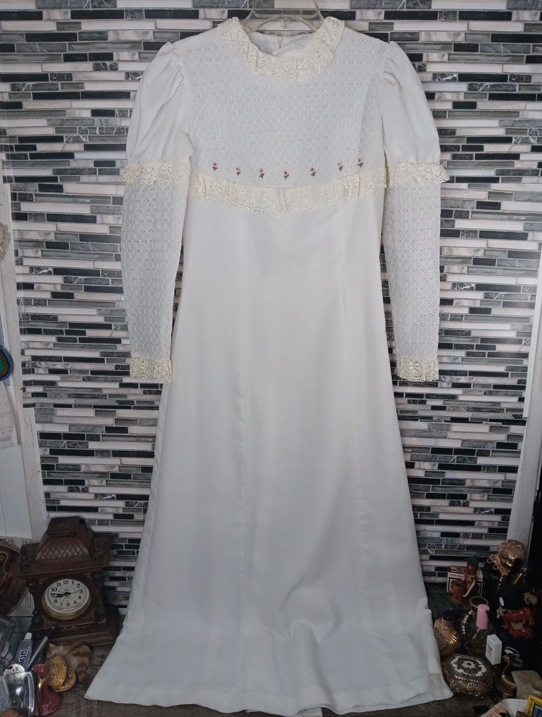 Empire Waist Wedding Dress Sz 11 Cottage Prairie Maxi 70&rsquo;s Renaissance Vintage