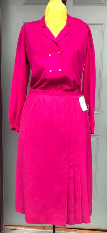 NWOT NWT Evan Picone fuscia lined skirt suit sz 14 Lloyd Williams blouse sz 10