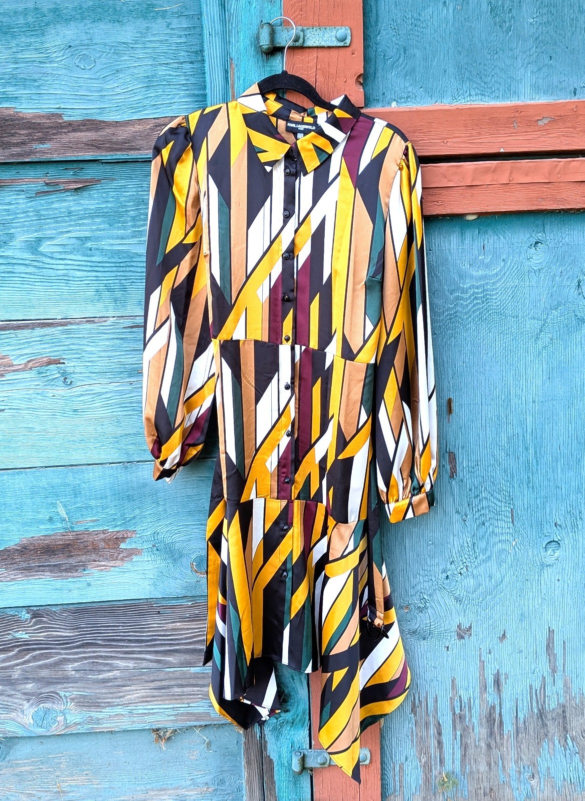 Vintage Belted Dress Funky Racing Stipes and Designer Cut – 2001
