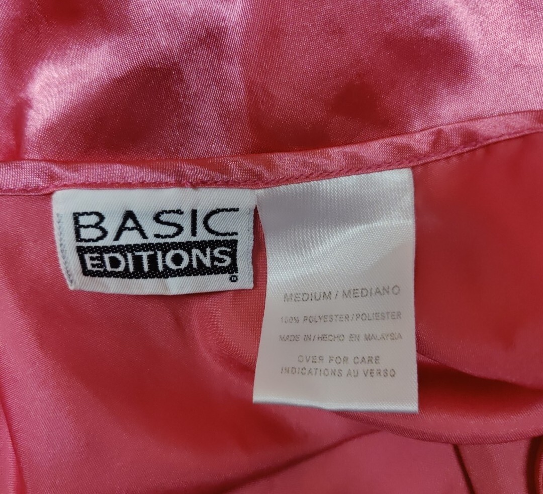 • Vintage Basic Editions Women&rsquo;s Sexy Satin Chemise Nightie Slip Sz Medium Coral