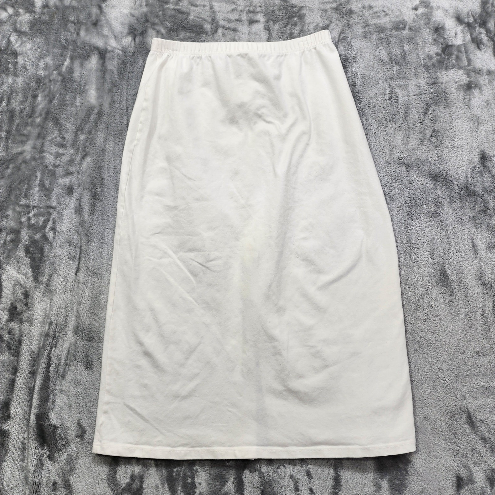 Vintage Russ Liz Claiborne Skirt Womens L 12/14 White Pull On Midi Back Slit