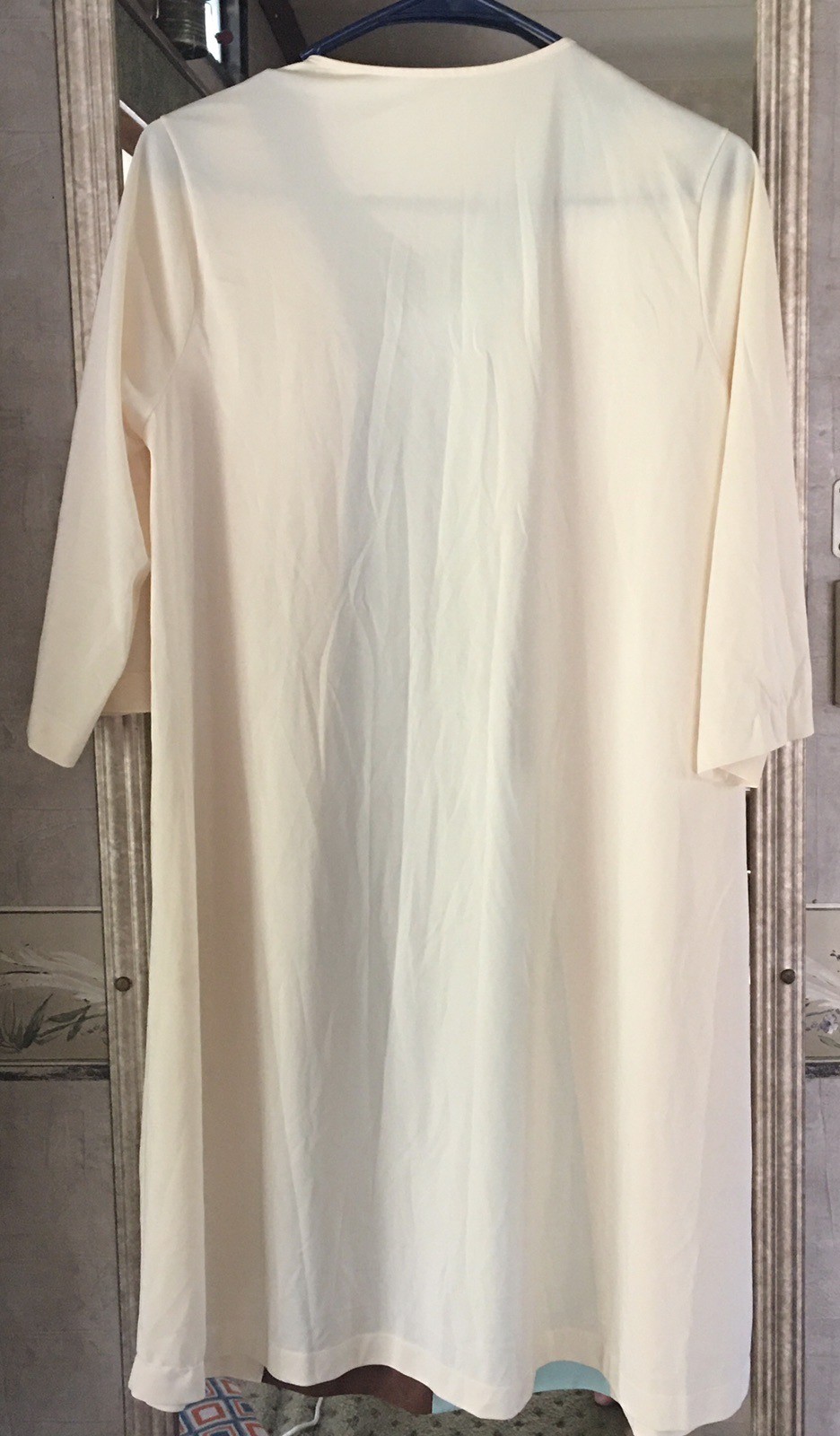VNTG ShadowLine Nightgown MEDIUM-Nylon-2 Button 3/4 Zip Front Pockets NICE