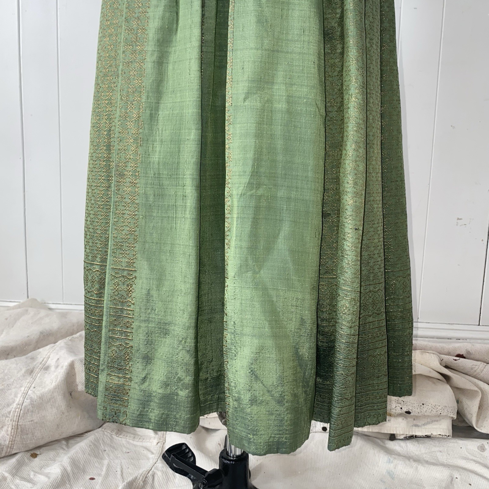 40s 50s Couture/Custom Made Gold Lamé Cocktail Dress Boning Old Hollywood XS