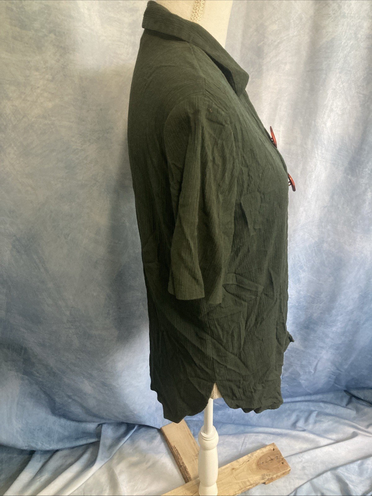 VTG SGS Studio Whimsigoth Forest Green Crinkle Celestial Button Up Shirt XS DIY