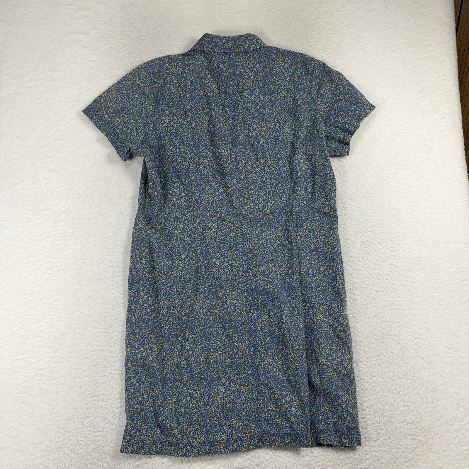 Vintage Eddie Bauer Blue Floral Button Up Dress Short 90’s Grunge Y2K Large