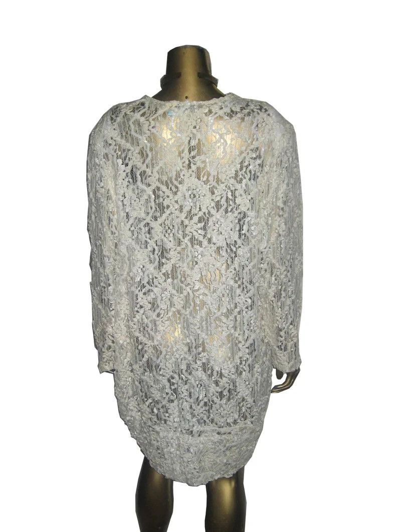 VTG Melody Ann Lace Sequins Ribbon Work Draped Flapper Gatsby Avant Garde Dress