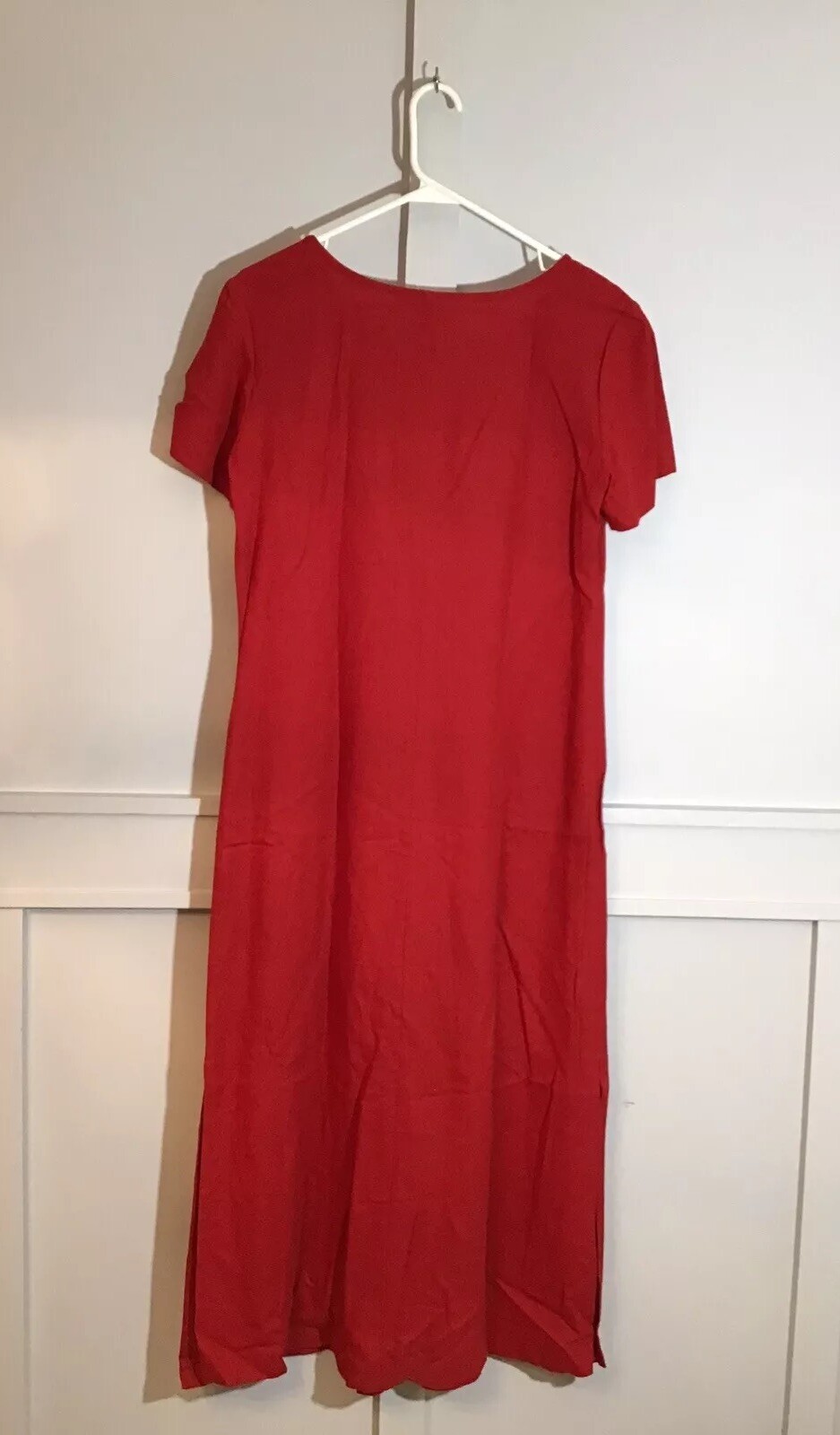 NWT Vintage MEDIUM TALL Red Linen Rayon Sheath Dress and Jacket
