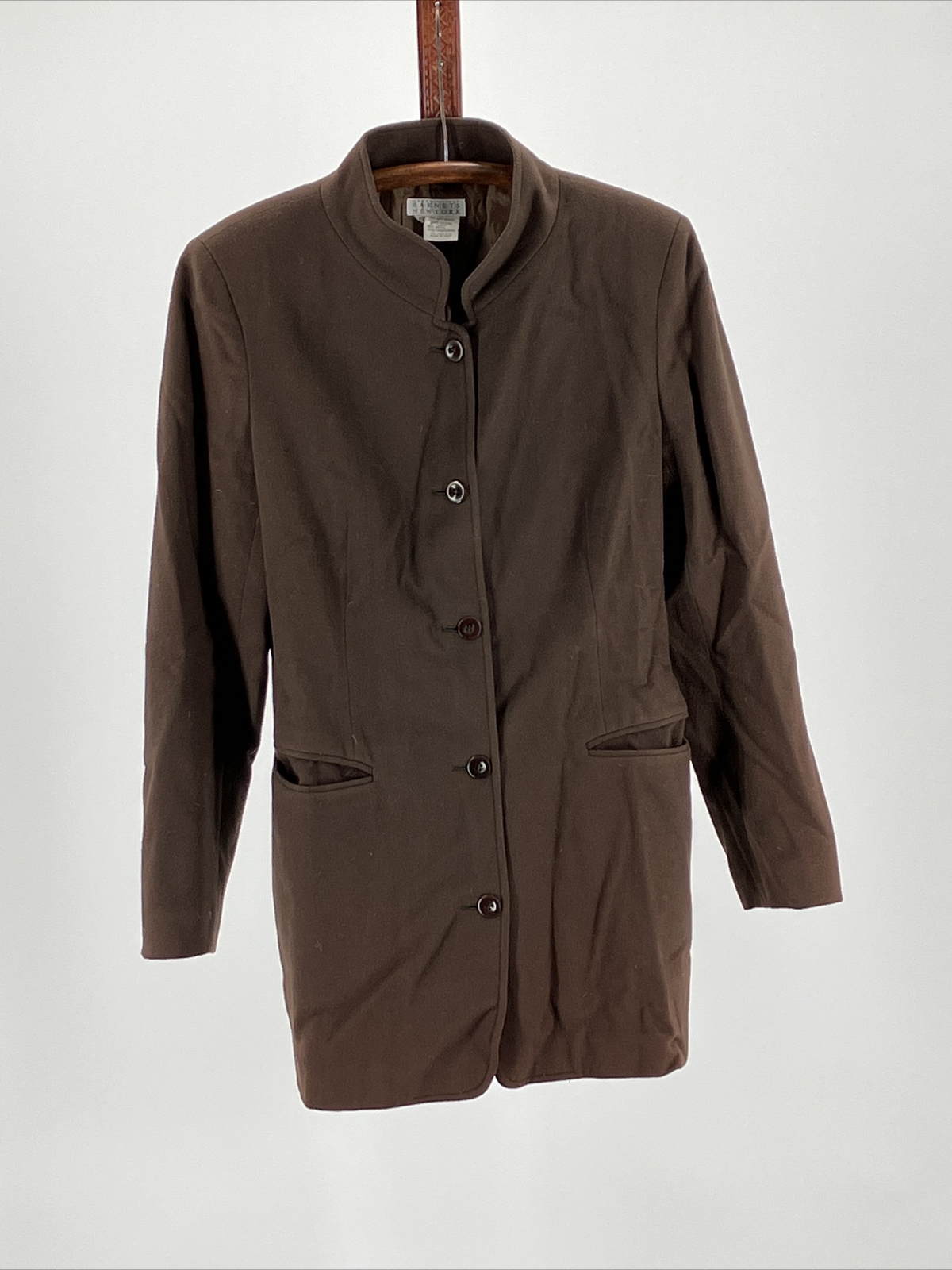 90&rsquo;s Barneys New York wool single breasted Nehru style brown jacket size 44