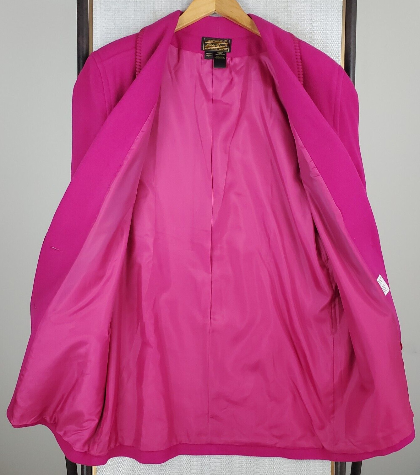 VTG EDDIE BAUER USA Size Large 100% Wool Womens Pink Shawl Barn Chore Coat